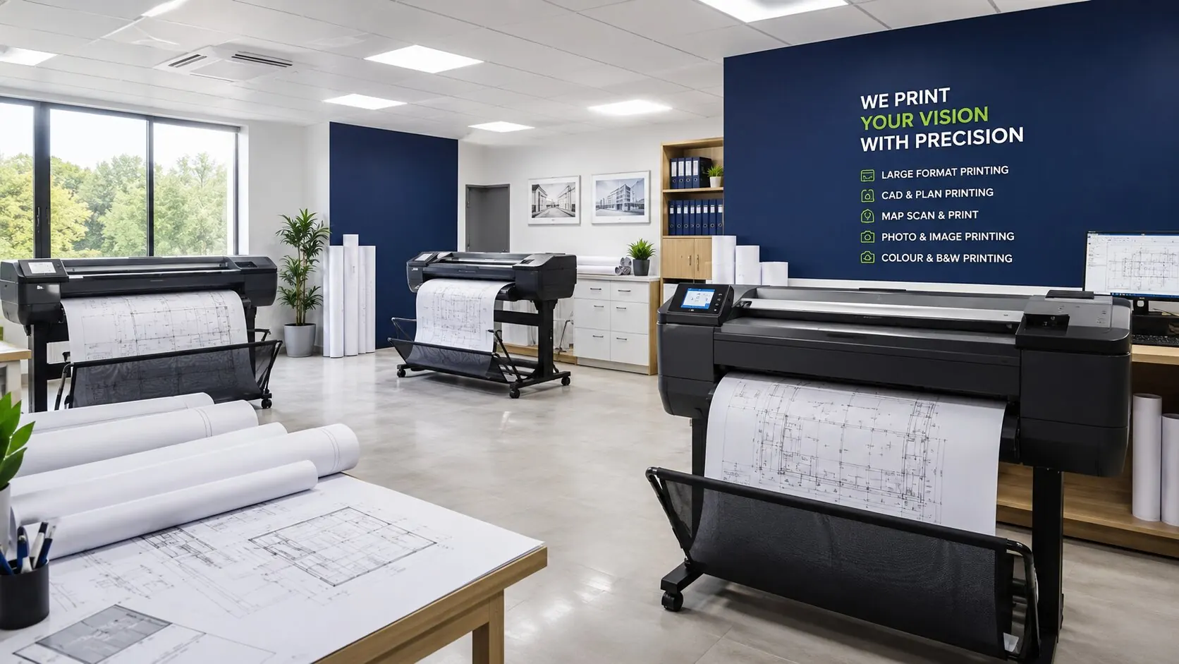Modern large format engineering print room