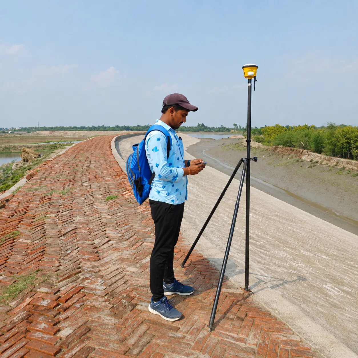 Representative fieldwork — Hogol River/canal survey (not tied to a specific named PDF project).